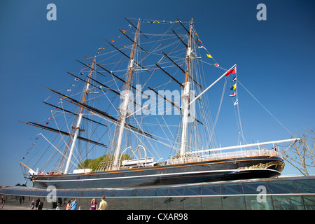 Vue sur le Cutty Sark après restauration, Greenwich, Londres, Angleterre, Royaume-Uni, Europe Banque D'Images