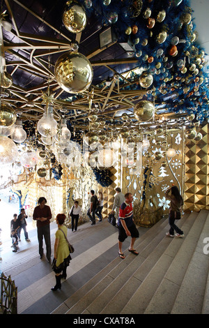 Hong Kong, escalier décoré de fête Banque D'Images