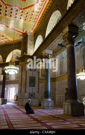 Inteiror, Mosquée Al Haram Al Sharif, l'Esplanade des Mosquées, vieille ville, Jérusalem, Israël, Moyen Orient Banque D'Images