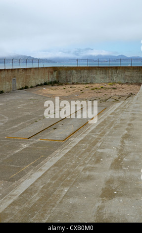 Cour de récréation à la prison d'Alcatraz, San Francisco Banque D'Images