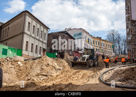 La reconstruction de controverse Andriyivsky Uzviz historique (descente) à Kiev, Ukraine, Europe de l'Est Banque D'Images