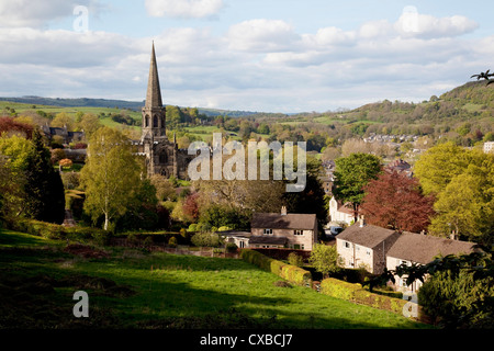 Voir l'église paroissiale et de la ville, Bakewell, Derbyshire, Angleterre, Royaume-Uni, Europe Banque D'Images