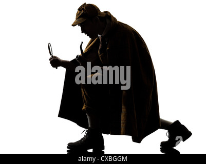 Silhouette de Sherlock Holmes en studio sur fond blanc Banque D'Images