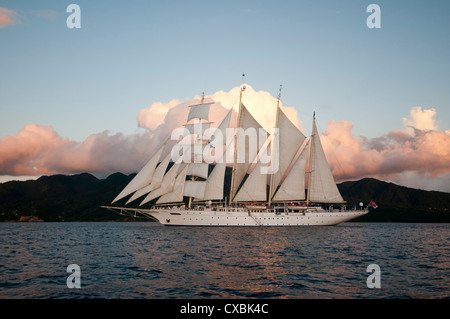 Star Clipper croisière voile, Dominique, Antilles, Caraïbes, Amérique Centrale Banque D'Images