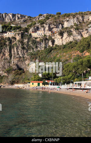 La plage Mala, Cap d'Ail, Côte d'Azur, Provence, Côte d'Azur, Méditerranée, France, Europe Banque D'Images