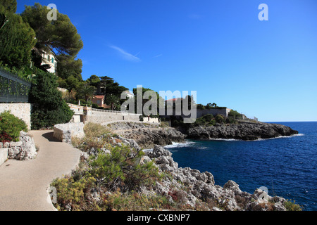 Chemin des Douaniers, Cap d'Ail, Côte d'Azur, Provence, Côte d'Azur, Méditerranée, France, Europe Banque D'Images