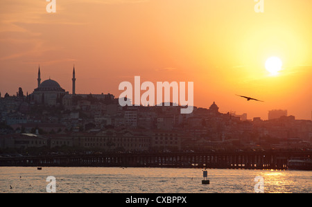 ISTANBUL, TURQUIE. Coucher de soleil sur la Corne d'or. 2012. Banque D'Images