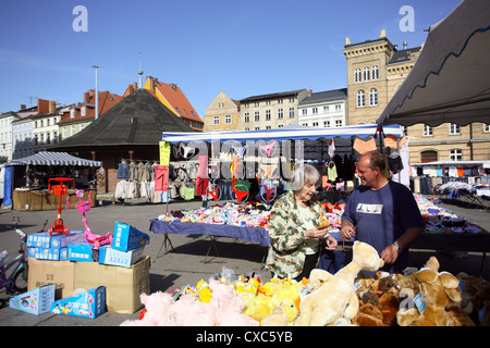 Marktstaende sur le Neuer Markt, à Stralsund Banque D'Images