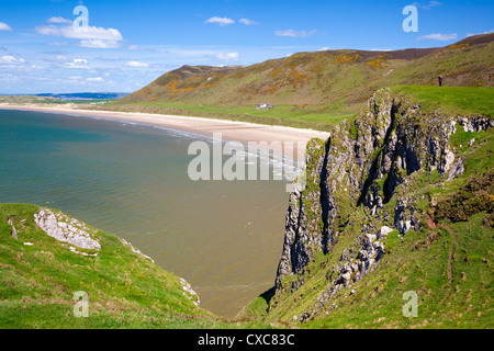 Rhossili Bay, la péninsule de Gower, au Pays de Galles, Royaume-Uni, Europe Banque D'Images