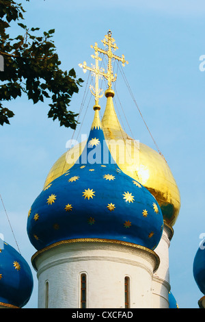 Dômes de la cathédrale de l'assomption d'Sergiev-Pechersk Lavra à Serguiev Posad Banque D'Images