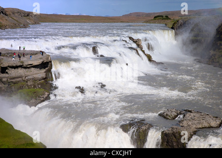 Gullfoss, la cascade d'or sur la rivière Hvítá sud-ouest de l'Islande Banque D'Images