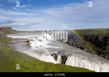Gullfoss, la cascade d'or sur la rivière Hvítá sud-ouest de l'Islande Banque D'Images