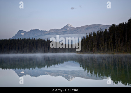 Le mont Edith Cavell reflété dans le lac Leach, Jasper National Park, site du patrimoine mondial de l'UNESCO, de l'Alberta, au Canada, en Amérique du Nord Banque D'Images