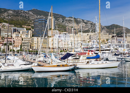 Port de Monaco, la ville de Monte Carlo, Monaco, Europe, Méditerranée Banque D'Images