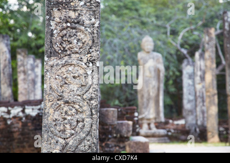 Plus de détails sur pilier, Atadage, Quadrangle, Polonnaruwa, Site du patrimoine mondial de l'UNESCO, le centre-nord de la province, Sri Lanka, Asie Banque D'Images