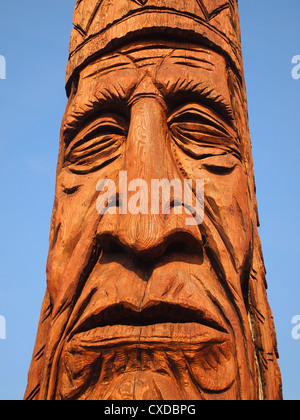 Détail d'un totem à Bethany Beach, le 14 août 2012. Le pôle a été conçu par le sculpteur Peter Wolf Toth. Banque D'Images