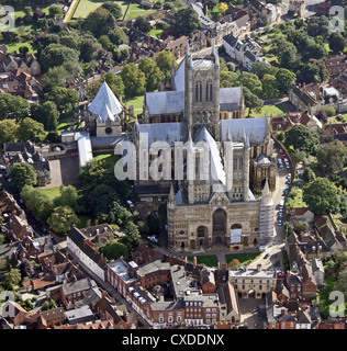 Vue aérienne de la cathédrale de Lincoln Banque D'Images