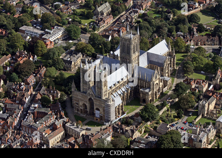 Vue aérienne de la cathédrale de Lincoln Banque D'Images