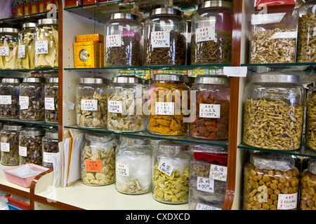 Ingrédients pour la vente au magasin de la médecine traditionnelle chinoise, Chinatown, Toronto, Ontario, Canada, Amérique du Nord Banque D'Images