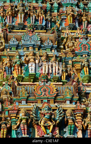Détail, Sri Meenakshi temple, Madurai, Tamil Nadu, Inde, Asie Banque D'Images