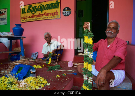 Marché aux Fleurs, Madurai, Tamil Nadu, Inde, Asie Banque D'Images