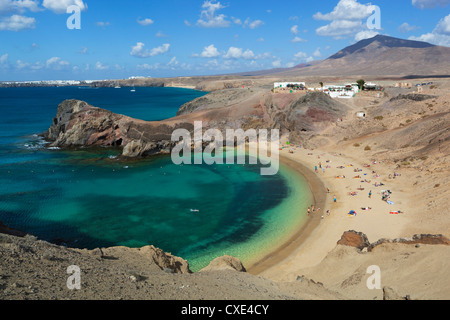 Playa del Papagayo, près de Playa Blanca, Lanzarote, îles Canaries, Espagne Banque D'Images