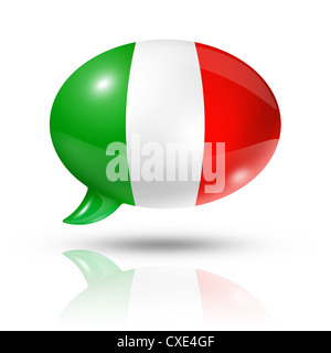 Drapeau de l'Italie en trois dimensions dans un speech bubble isolated on white with clipping path Banque D'Images