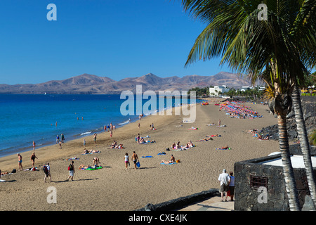 Playa Grande, Puerto del Carmen, Lanzarote, îles Canaries, Espagne Banque D'Images