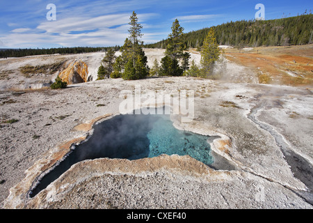 Le geyser avec de l'eau azure Blue star Banque D'Images