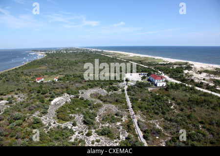 Voir à l'Est de l'île de Feu, Phare Fire Island National Seashore, NY, USA Banque D'Images