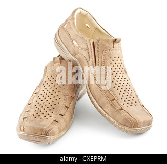 Chaussures en daim beige Banque D'Images