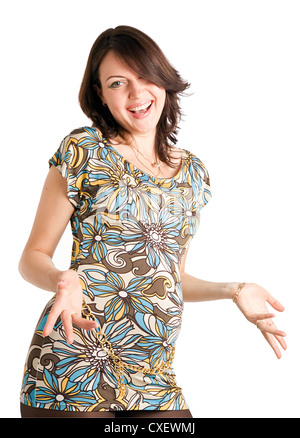 21 weeks happy pregnant woman Banque D'Images