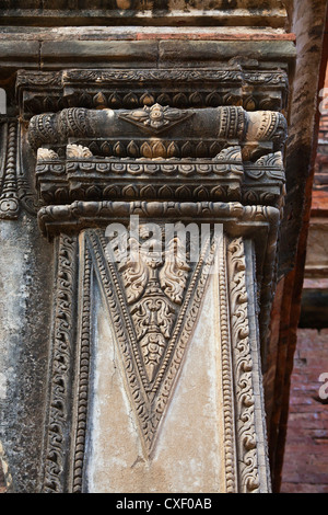 Détail de pilier temple Sulamani construit en 1183 par Narapatisithu - BAGAN, MYANMAR Banque D'Images