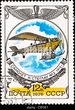 Timbre-poste montre vintage rare avion Banque D'Images