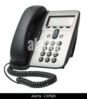 Téléphone VoIP moderne isolé sur fond blanc Banque D'Images
