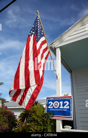 Drapeau américain et barack obama 2012 affiche de l'élection présidentielle américaine en Floride usa Banque D'Images