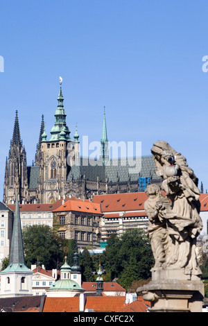 Vue sur le paysage des rives de la rivière Vltava à Prague Banque D'Images