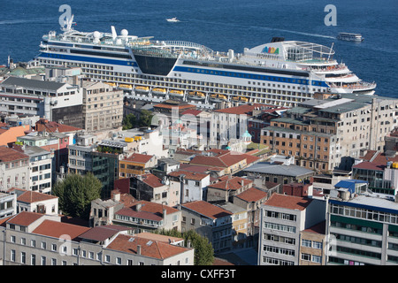 Vues du haut de la tour de Galata, à Istanbul, en Turquie. Donnant sur le Bosphore, la mer de Marmara, l'Asie, et l'Europe. Banque D'Images