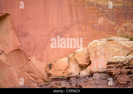 Les peintures rupestres des Indiens au Capitol Reef National Park, Utah, USA Banque D'Images