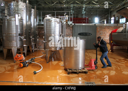 Ouvrier agricole dans la région de cave à vin à Babylonstoren, Franschhoek, Afrique du Sud Banque D'Images