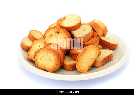 Les crackers de la plaque isolé sur fond blanc. Banque D'Images