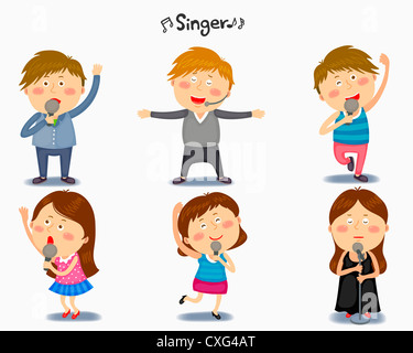 Une illustration de singer en position différente et d'émotions Banque D'Images