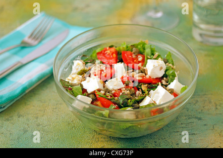 Avec salade de fromage feta. Recette disponible Banque D'Images