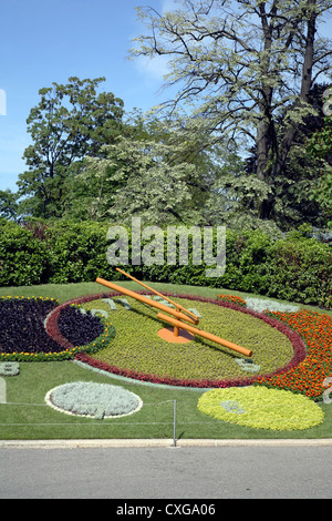 Genève, Suisse l'horloge de fleurs Banque D'Images