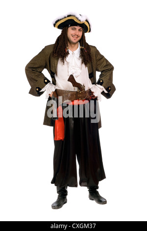 Smiling young man in a pirate costume Banque D'Images