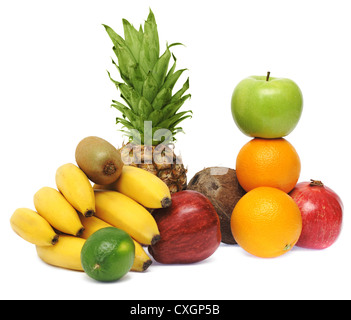 Les fruits colorés isolé sur fond blanc Banque D'Images