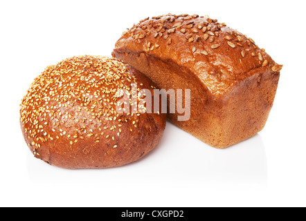 Bread loafs isolé sur fond blanc Banque D'Images