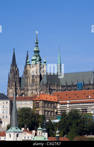 Vue sur le paysage des rives de la rivière Vltava à Prague Banque D'Images