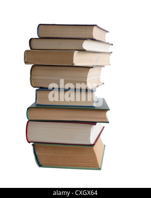 Pile de livres sur blanc Banque D'Images