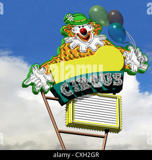 En Néon clown de cirque Banque D'Images